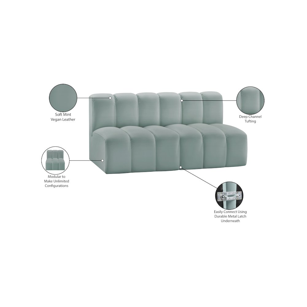 Arc Mint Green Vegan Leather Modular Sofa