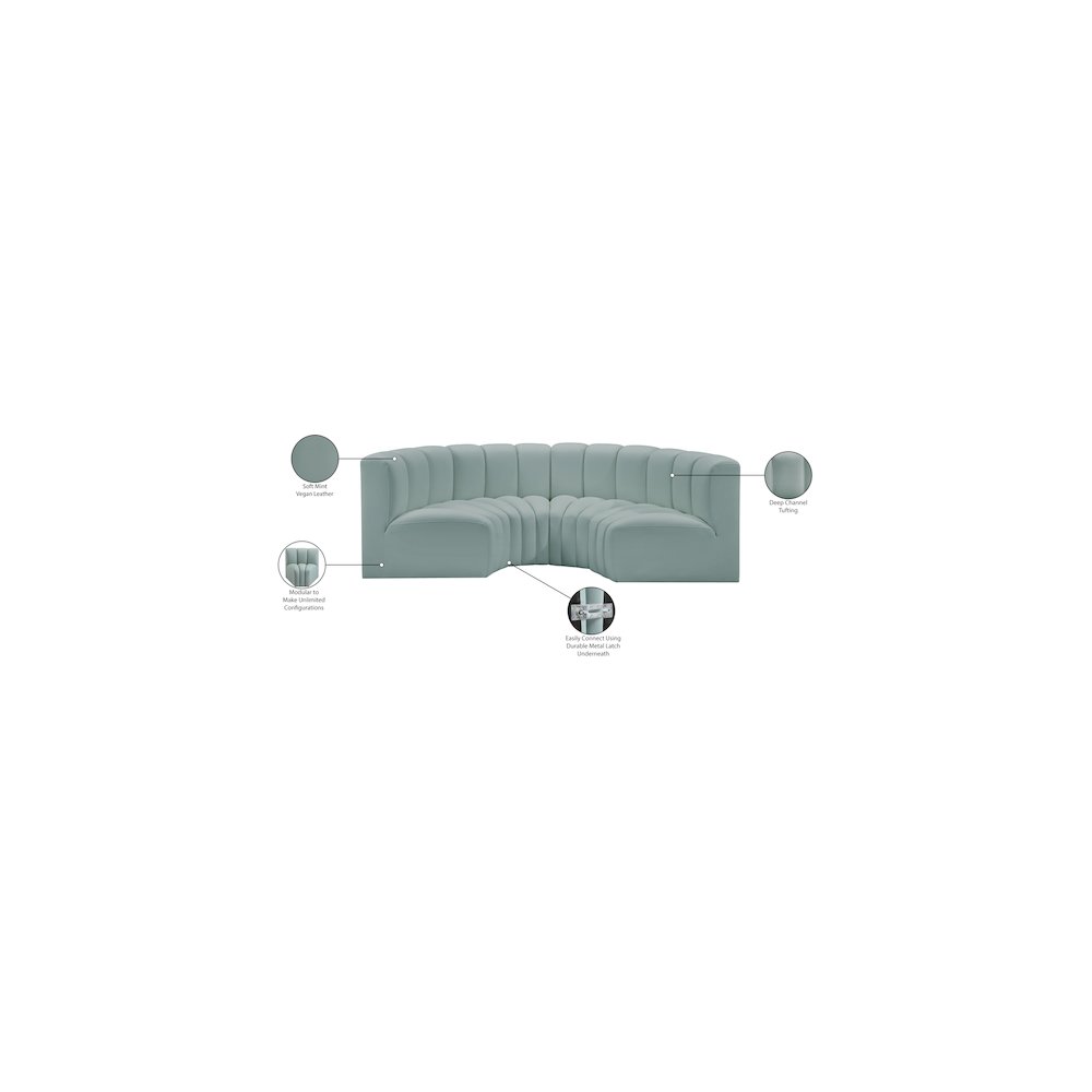 Arc Mint Green Vegan Leather Modular Sofa