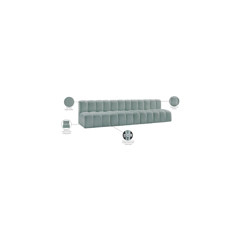 Arc Mint Green Vegan Leather Modular Sofa