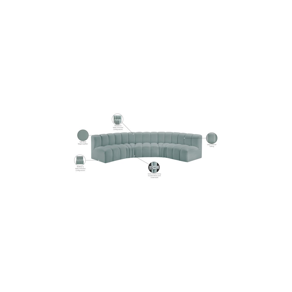 Arc Mint Green Vegan Leather Modular Sofa