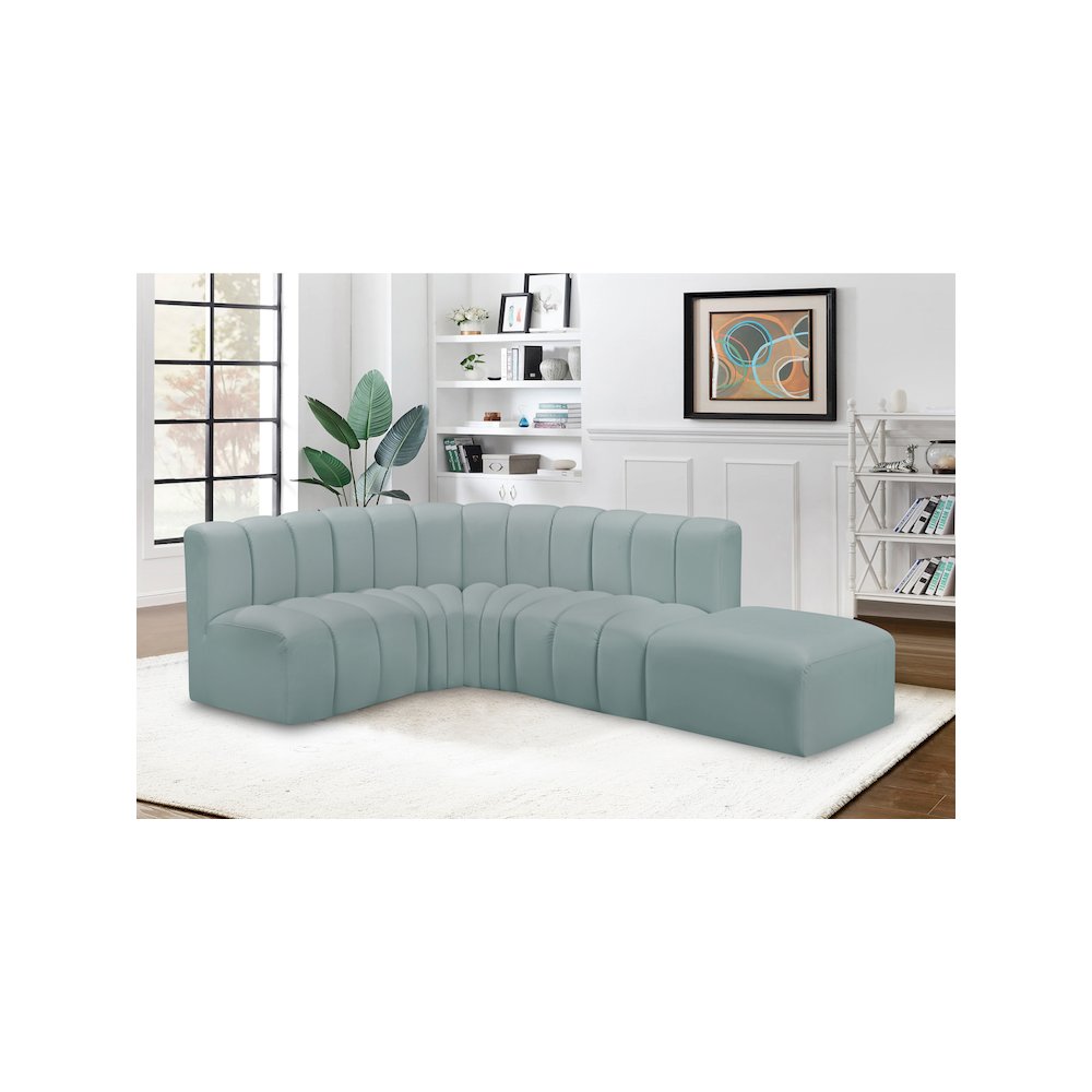 Arc Mint Green Vegan Leather Modular Sofa
