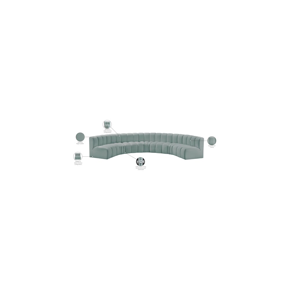 Arc Mint Green Vegan Leather Modular Sofa