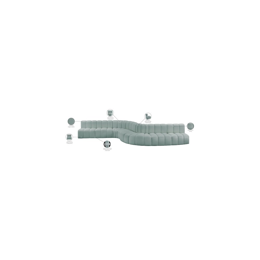 Arc Mint Green Vegan Leather Modular Sofa