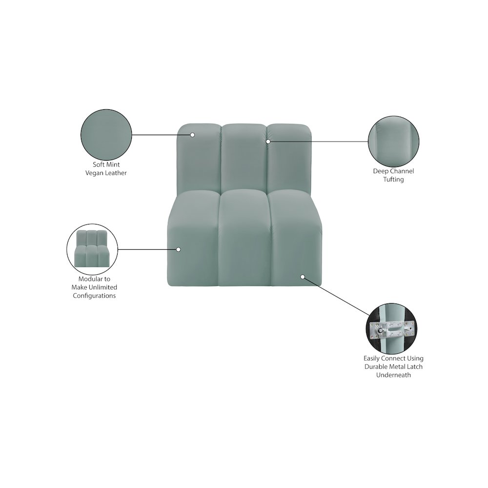 Arc Mint Green Vegan Leather Straight Chair