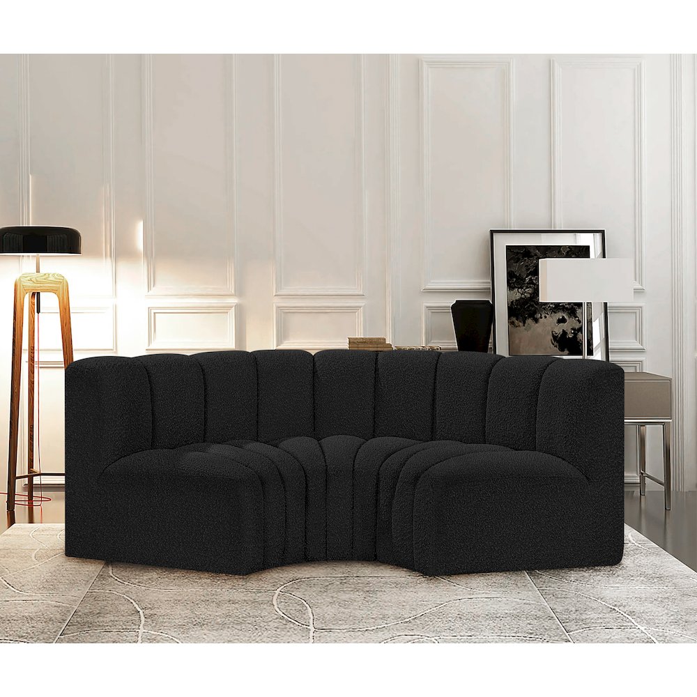 Arc Black Boucle Fabric Modular Sofa