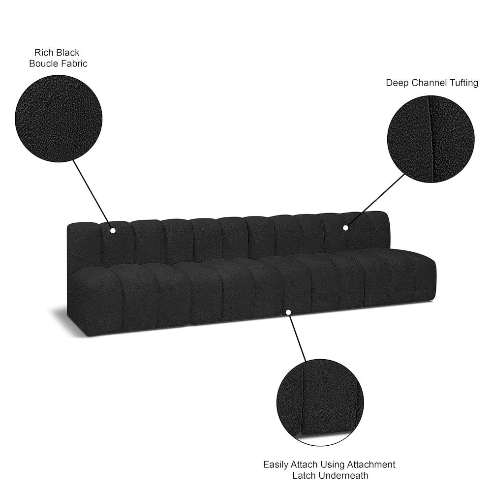 Arc Black Boucle Fabric Modular Sofa