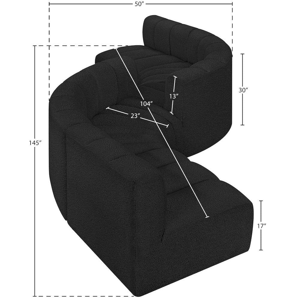 Arc Black Boucle Fabric Modular Sofa