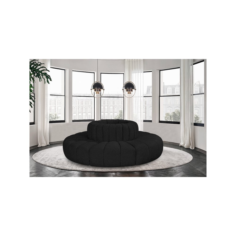 Arc Black Boucle Fabric Modular Sofa