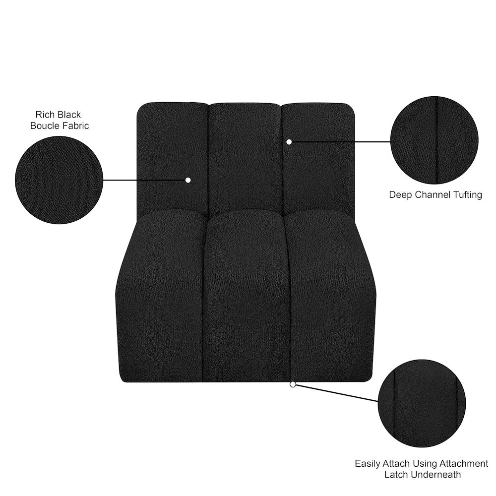 Arc Black Boucle Fabric Straight Chair
