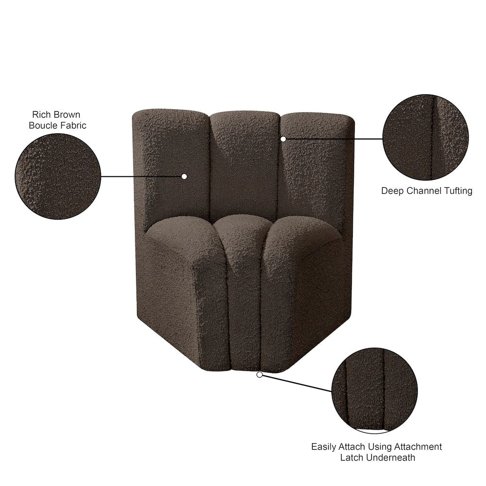 Arc Brown Boucle Fabric Curved Corner