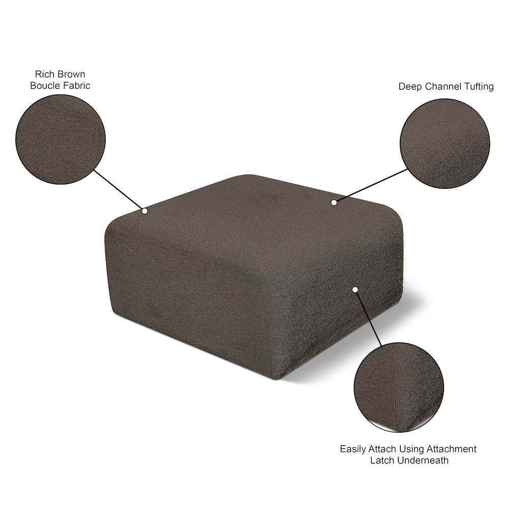 Arc Brown Boucle Fabric Ottoman