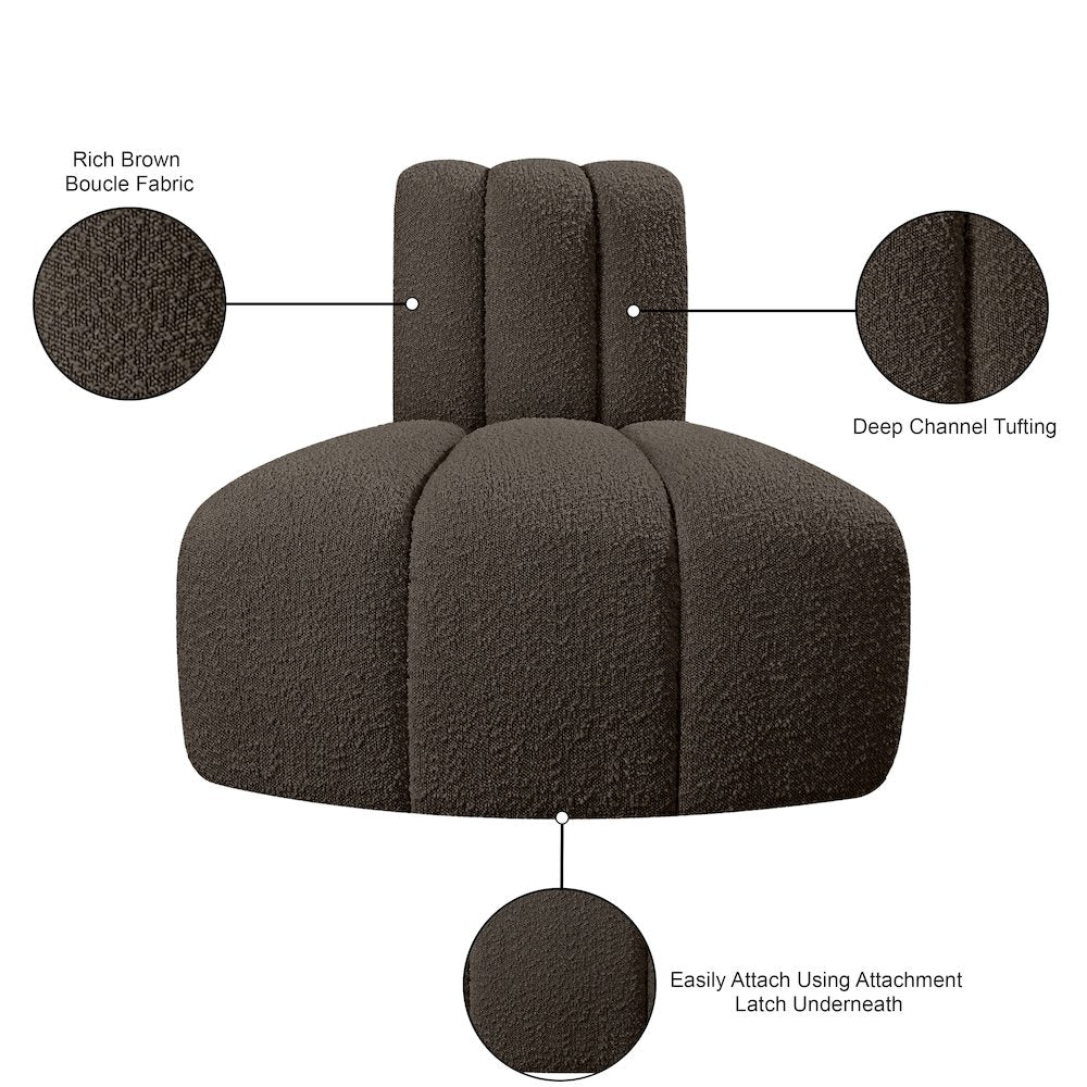 Arc Brown Boucle Fabric Reverse Corner