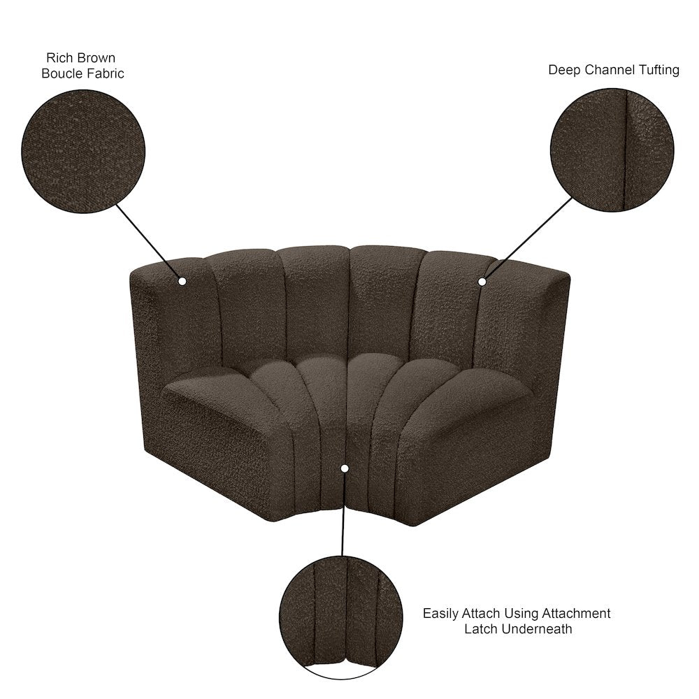 Arc Brown Boucle Fabric Modular Sofa