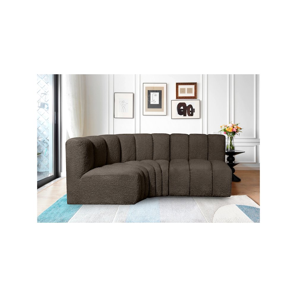 Arc Brown Boucle Fabric Modular Sofa