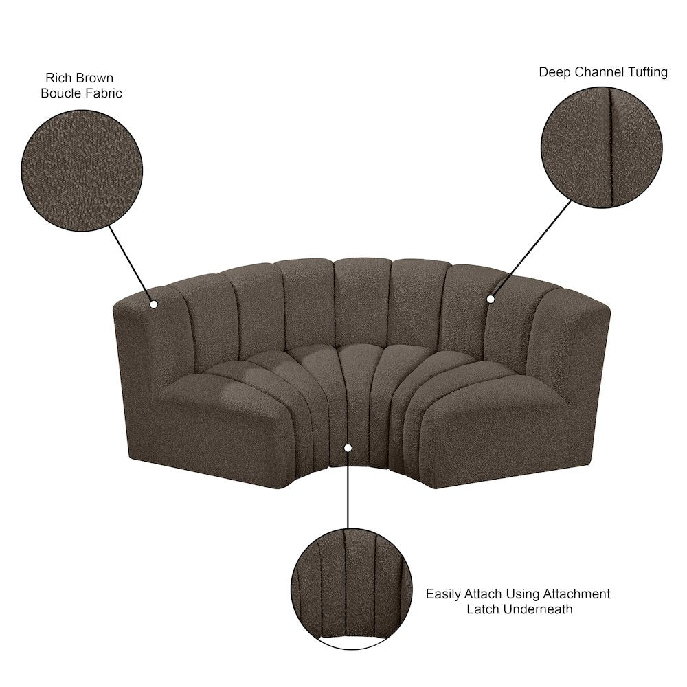 Arc Brown Boucle Fabric Modular Sofa