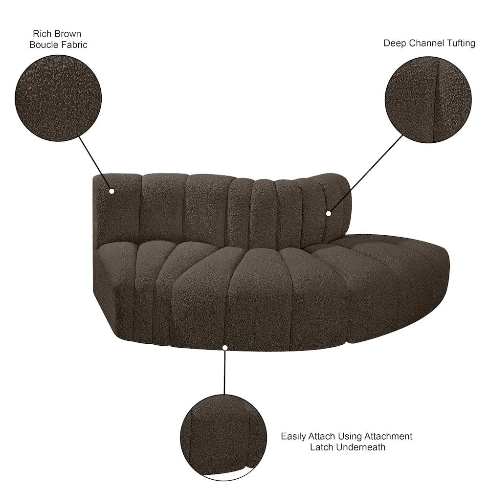Arc Brown Boucle Fabric Modular Sofa