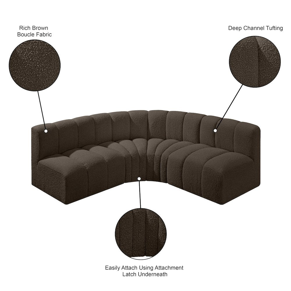 Arc Brown Boucle Fabric Modular Sofa