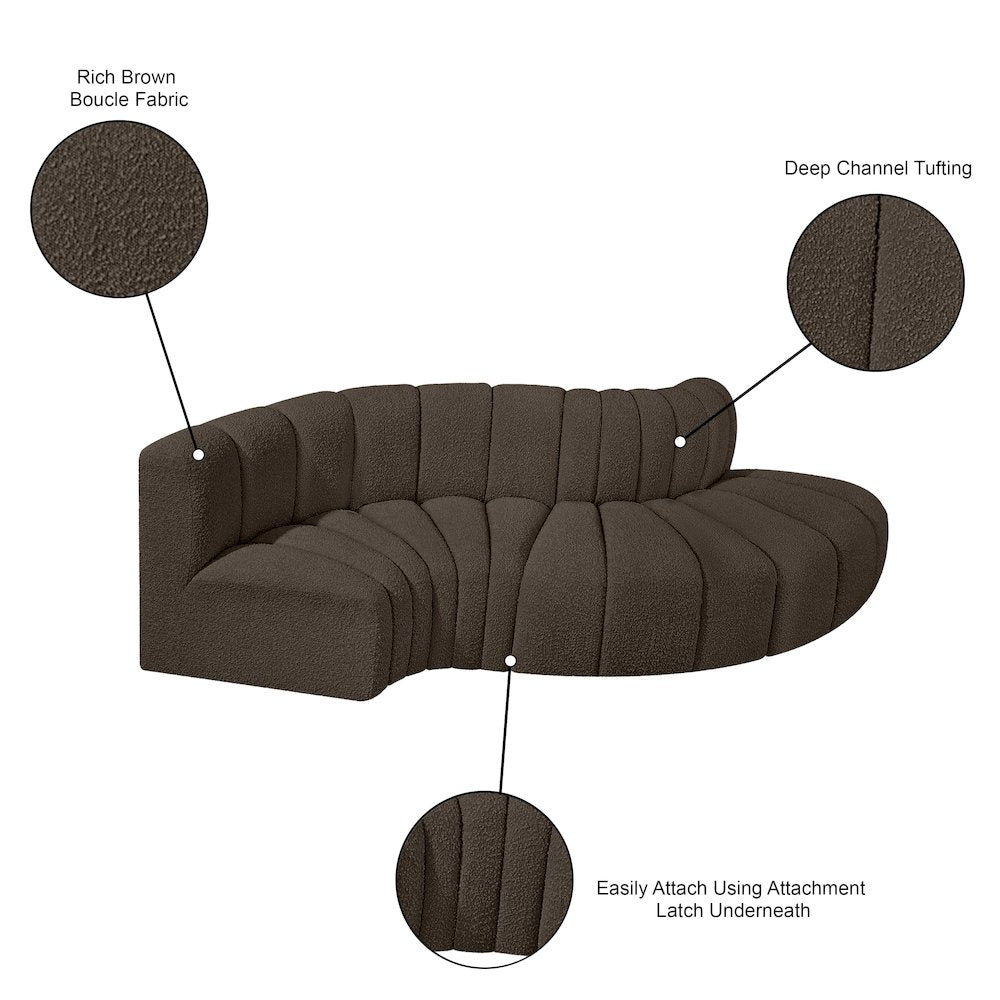 Arc Brown Boucle Fabric Modular Sofa