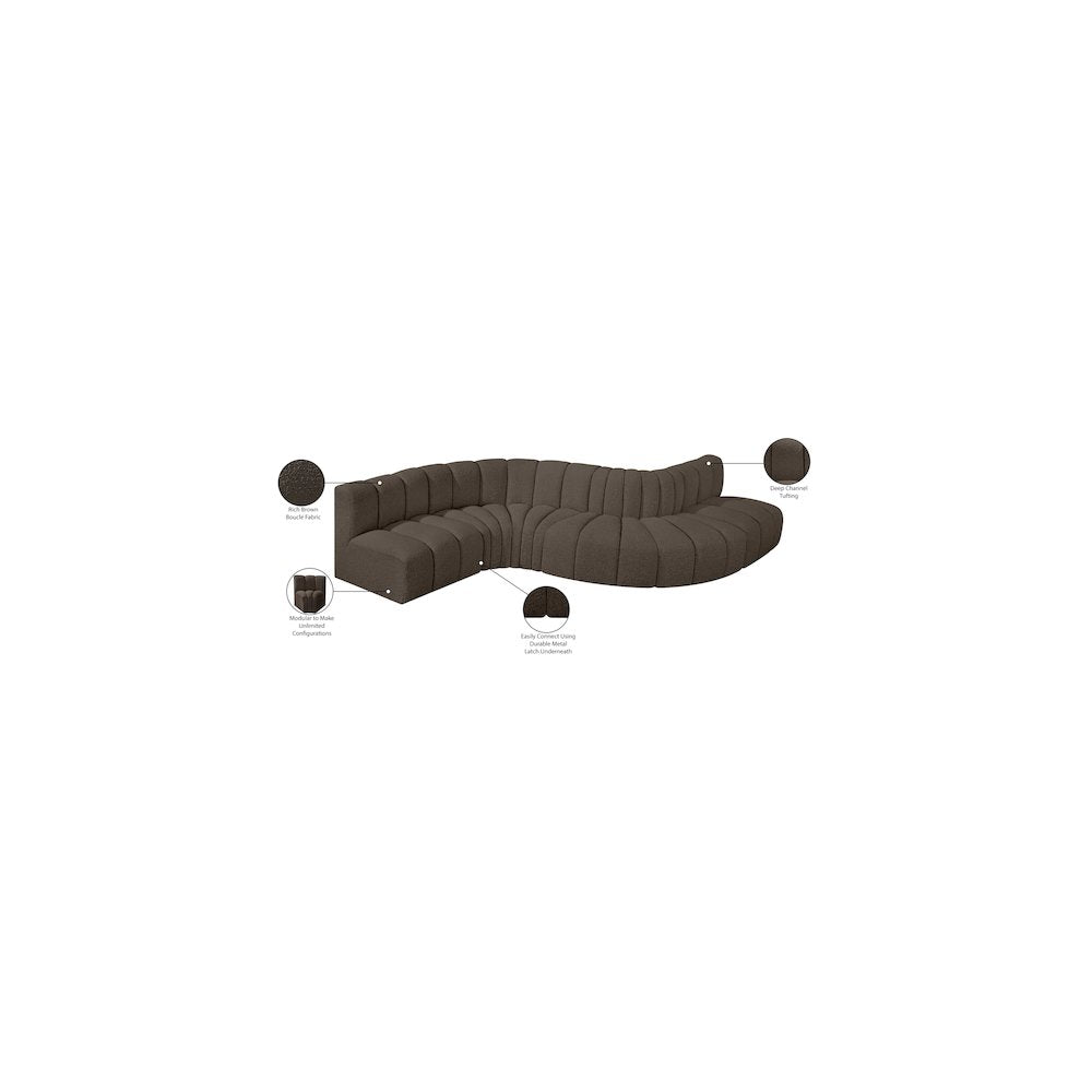 Arc Brown Boucle Fabric Modular Sofa