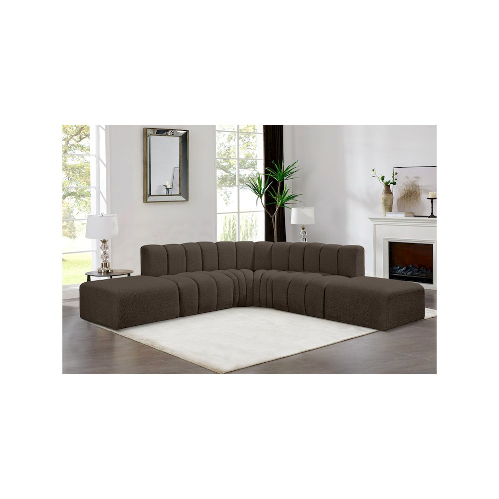 Arc Brown Boucle Fabric Modular Sofa