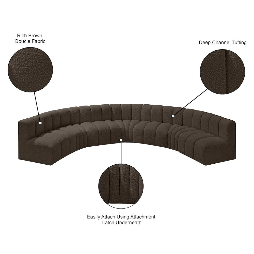 Arc Brown Boucle Fabric Modular Sofa