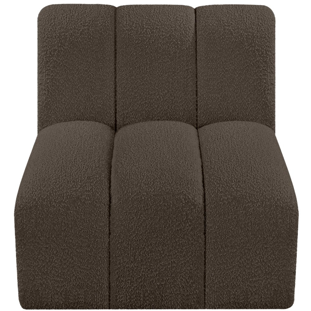 Arc Brown Boucle Fabric Straight Chair