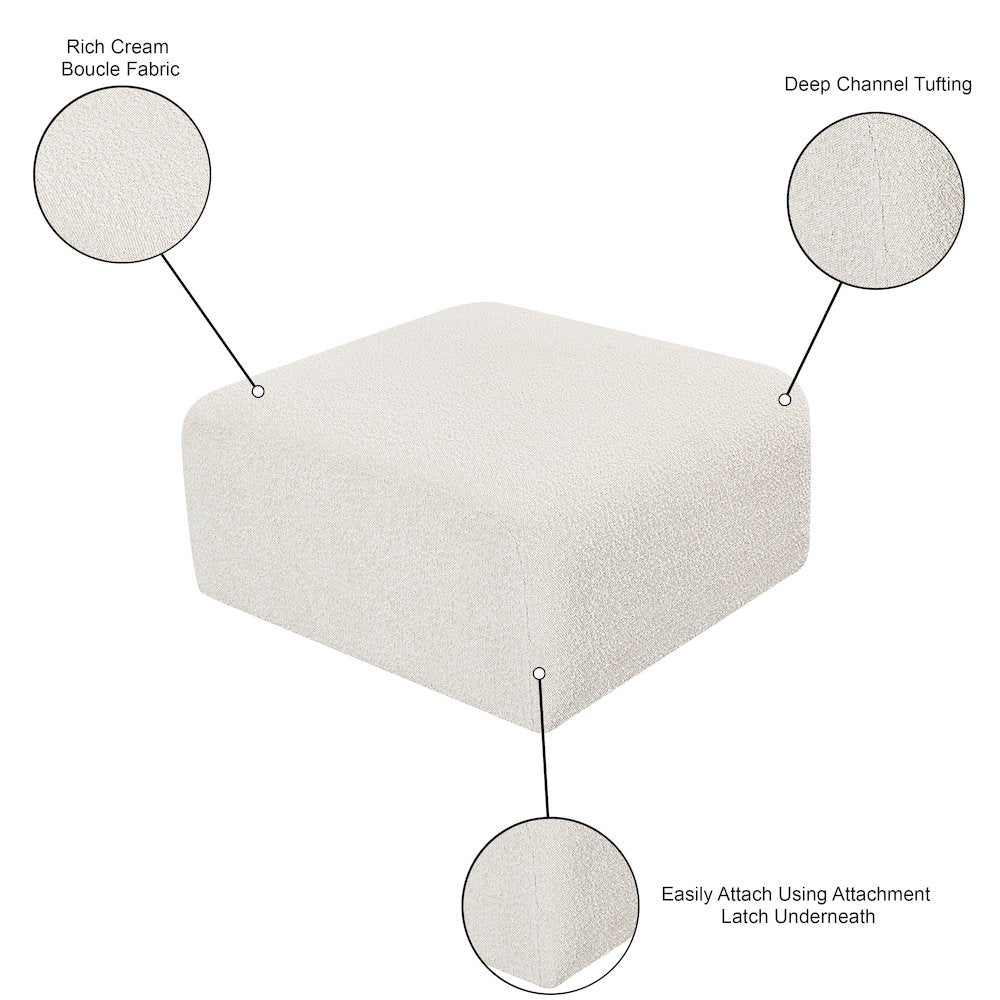 Arc Cream Boucle Fabric Ottoman