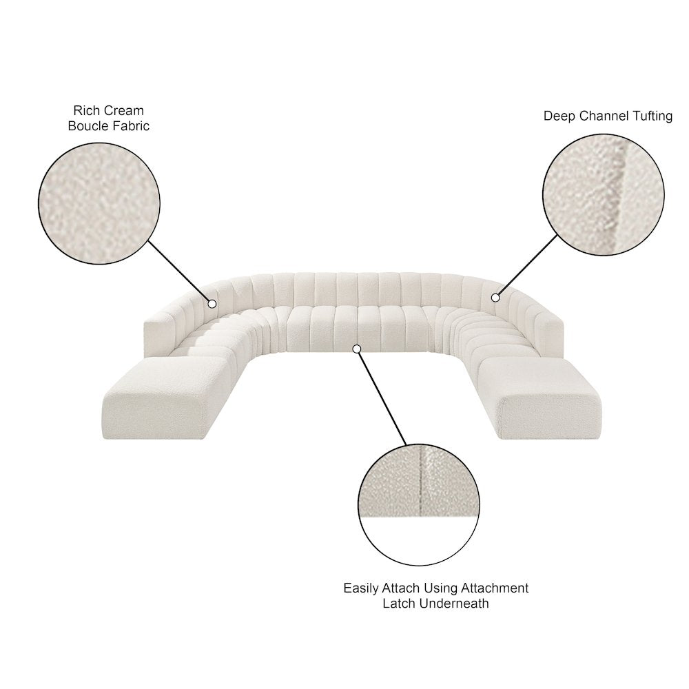 Arc Cream Boucle Fabric Modular Sofa