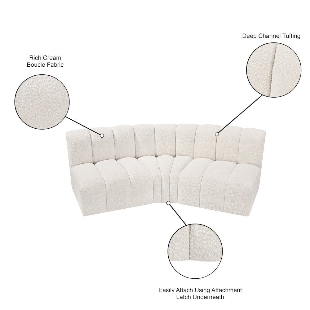 Arc Cream Boucle Fabric Modular Sofa