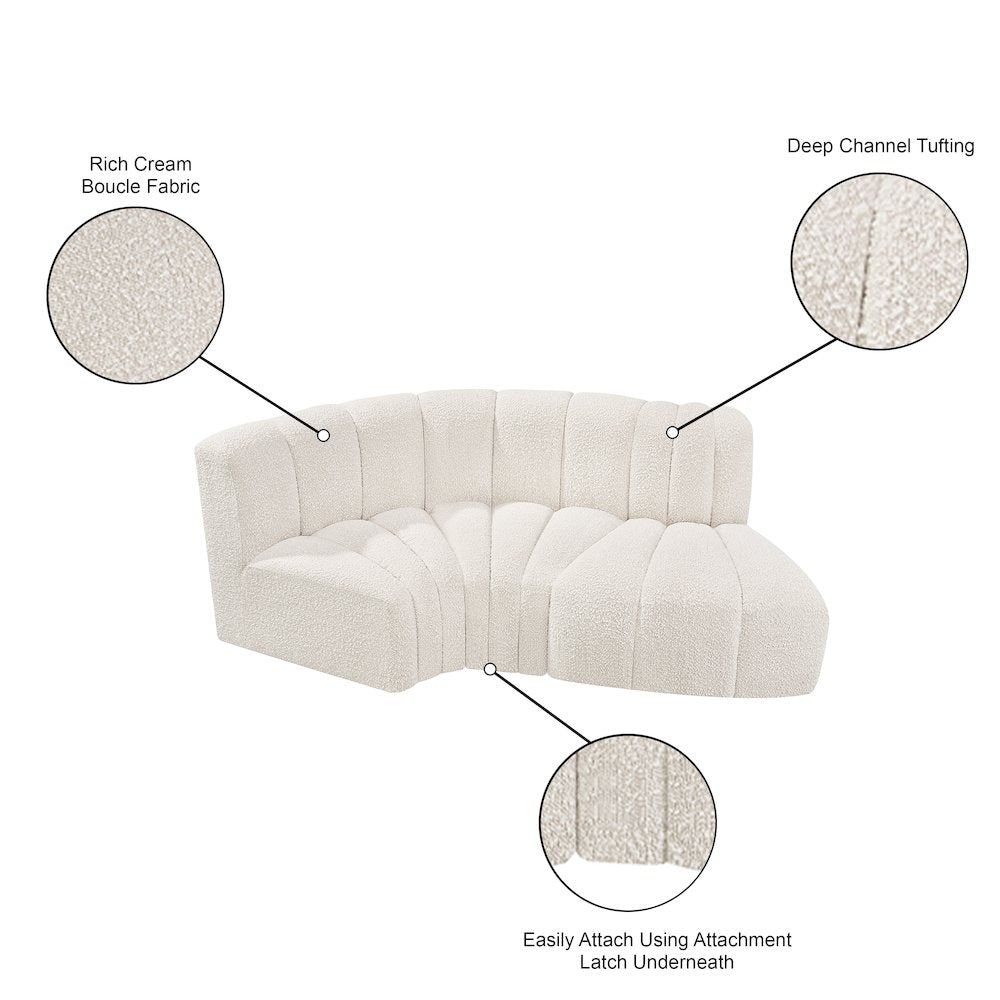 Arc Cream Boucle Fabric Modular Sofa