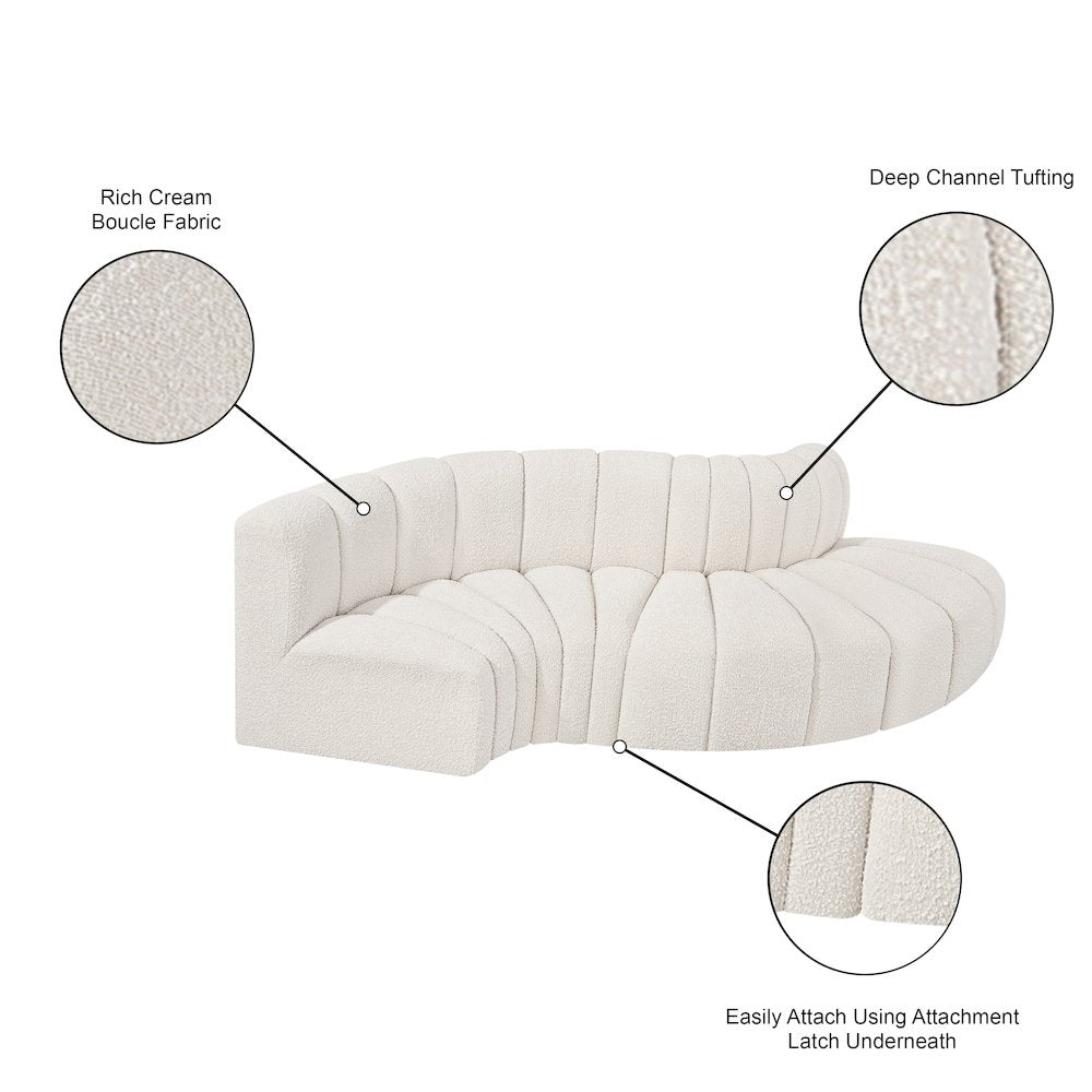 Arc Cream Boucle Fabric Modular Sofa