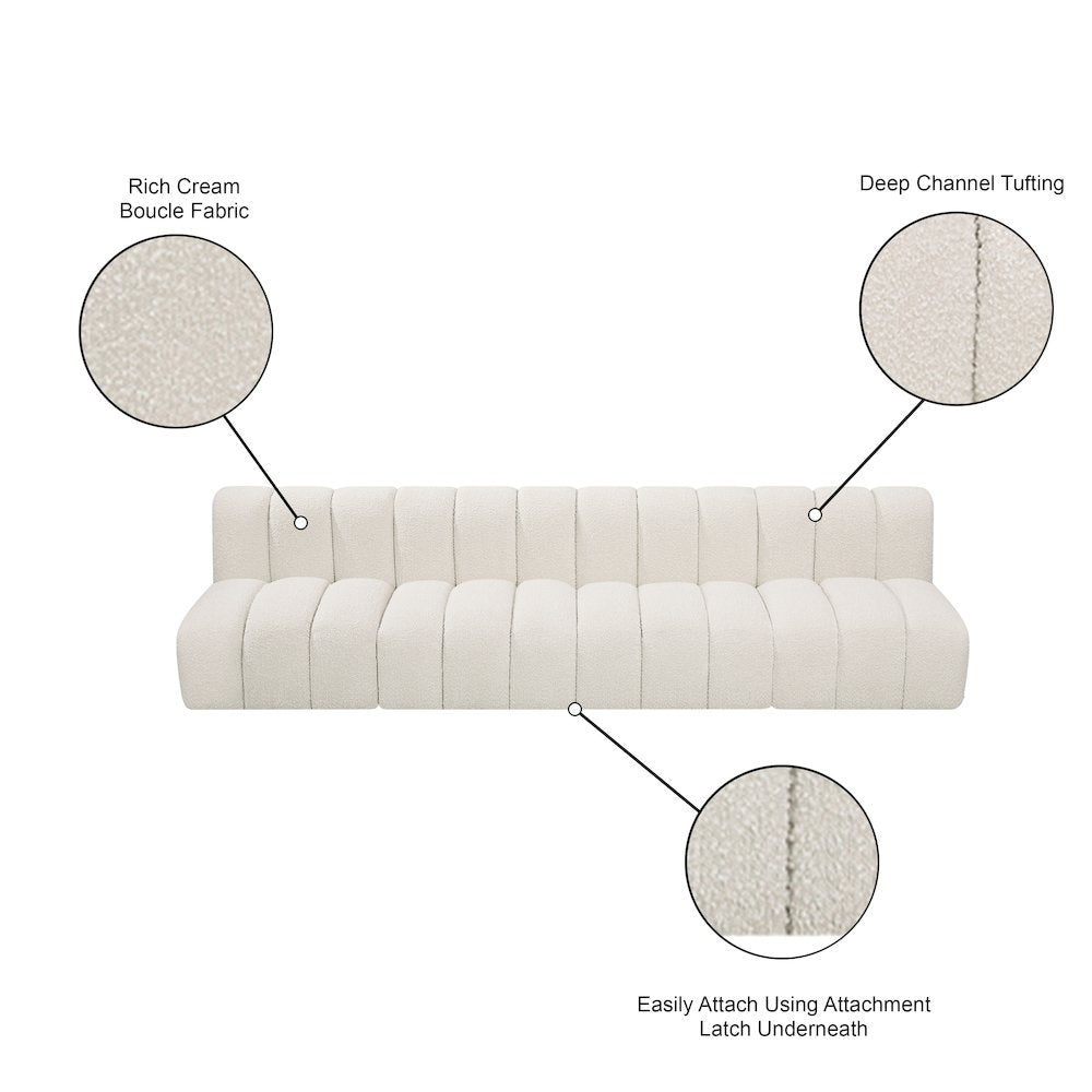 Arc Cream Boucle Fabric Modular Sofa
