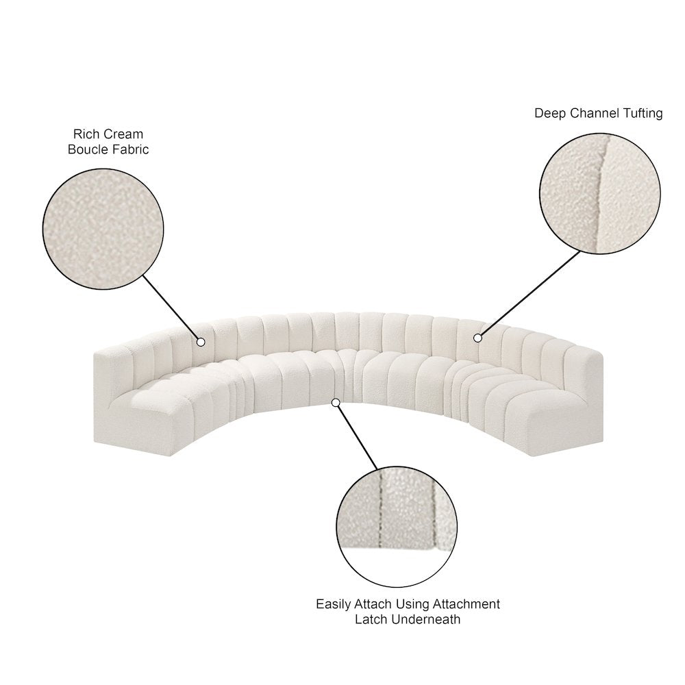 Arc Cream Boucle Fabric Modular Sofa