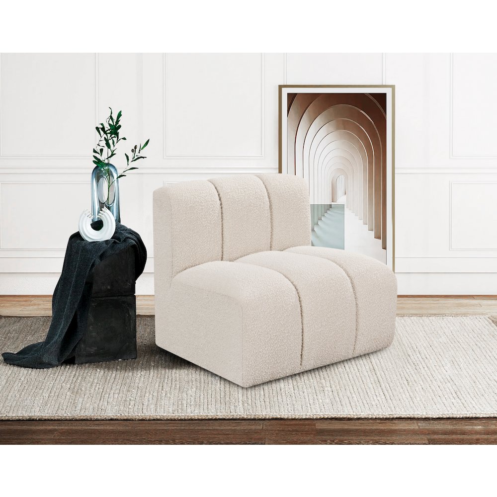 Arc Cream Boucle Fabric Straight Chair