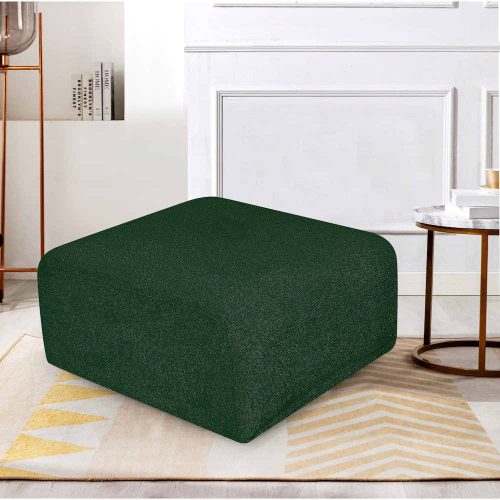 Arc Green Boucle Fabric Ottoman