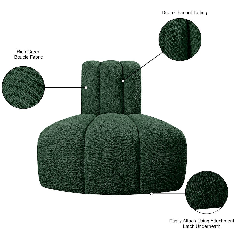 Arc Green Boucle Fabric Reverse Corner