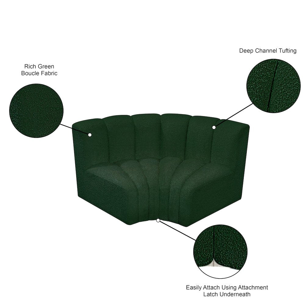 Arc Green Boucle Fabric Modular Sofa