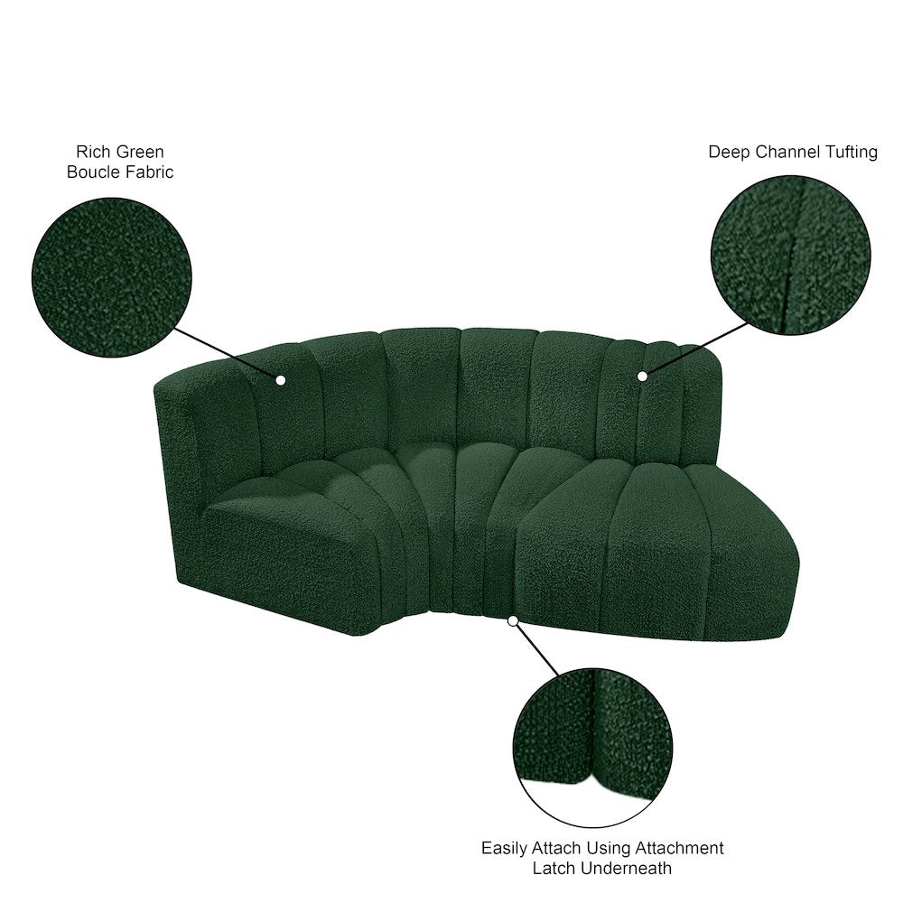 Arc Green Boucle Fabric Modular Sofa