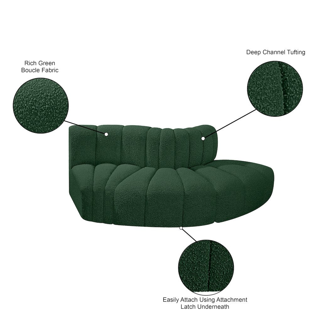 Arc Green Boucle Fabric Modular Sofa