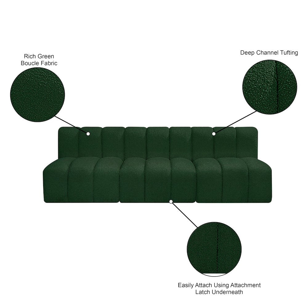 Arc Green Boucle Fabric Modular Sofa
