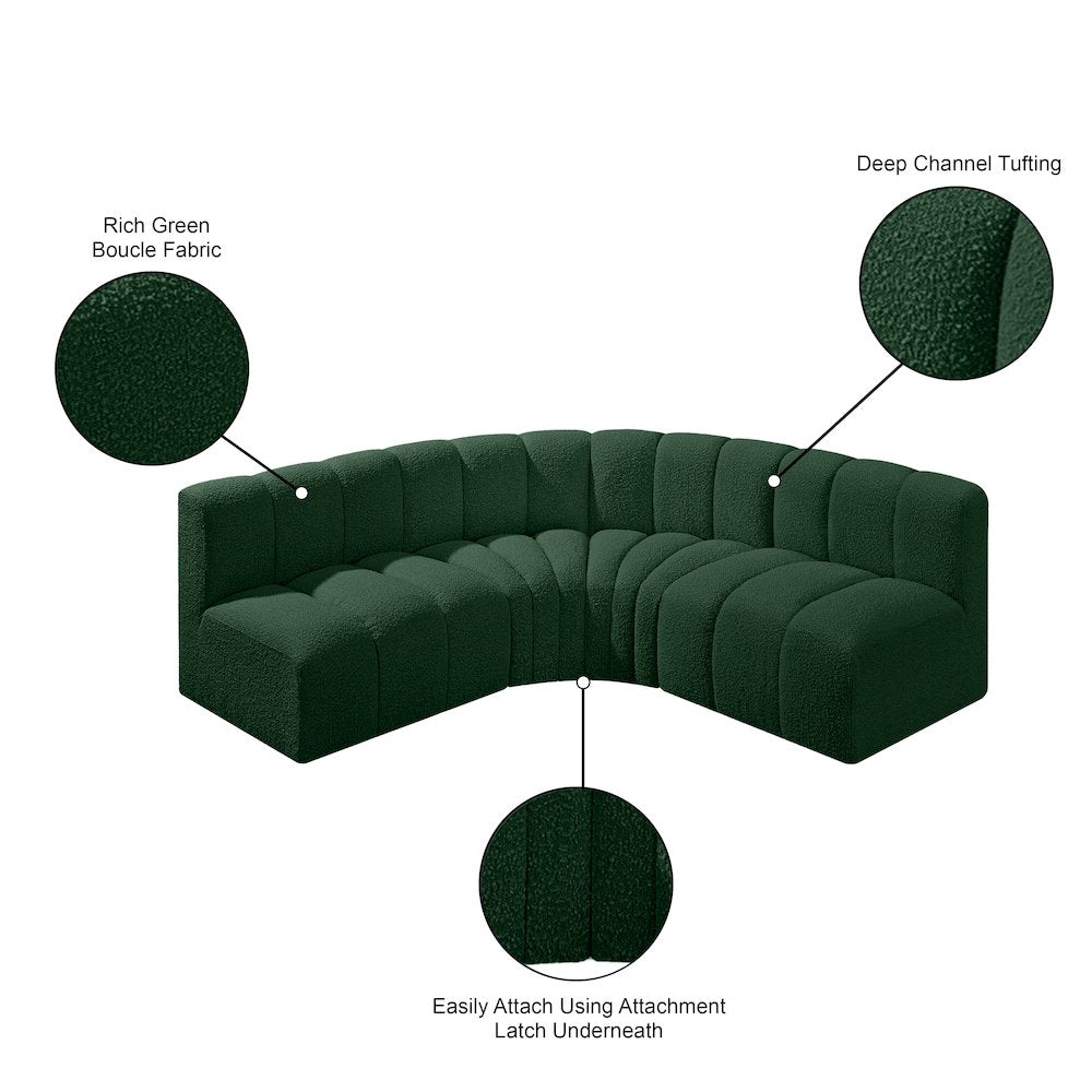 Arc Green Boucle Fabric Modular Sofa