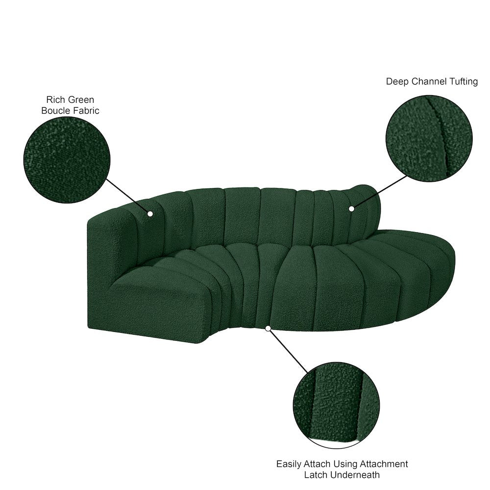 Arc Green Boucle Fabric Modular Sofa