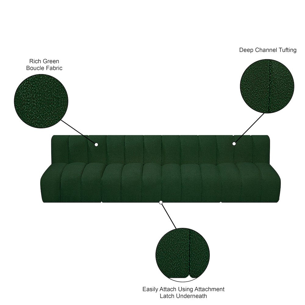 Arc Green Boucle Fabric Modular Sofa