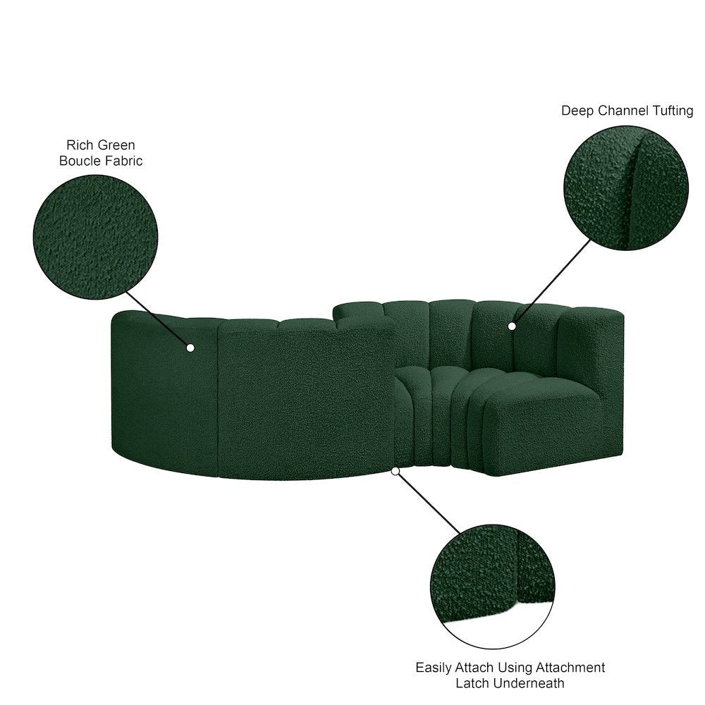 Arc Green Boucle Fabric Modular Sofa