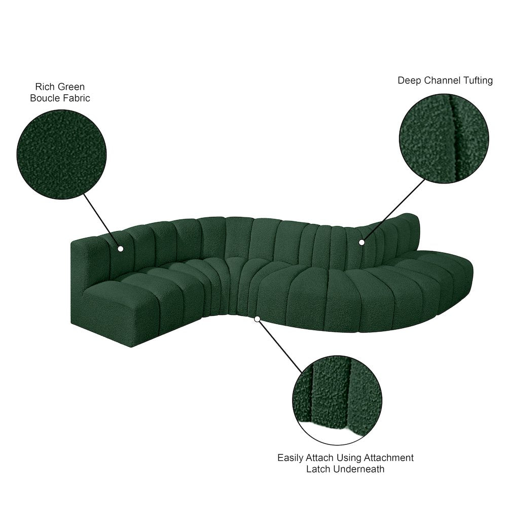 Arc Green Boucle Fabric Modular Sofa