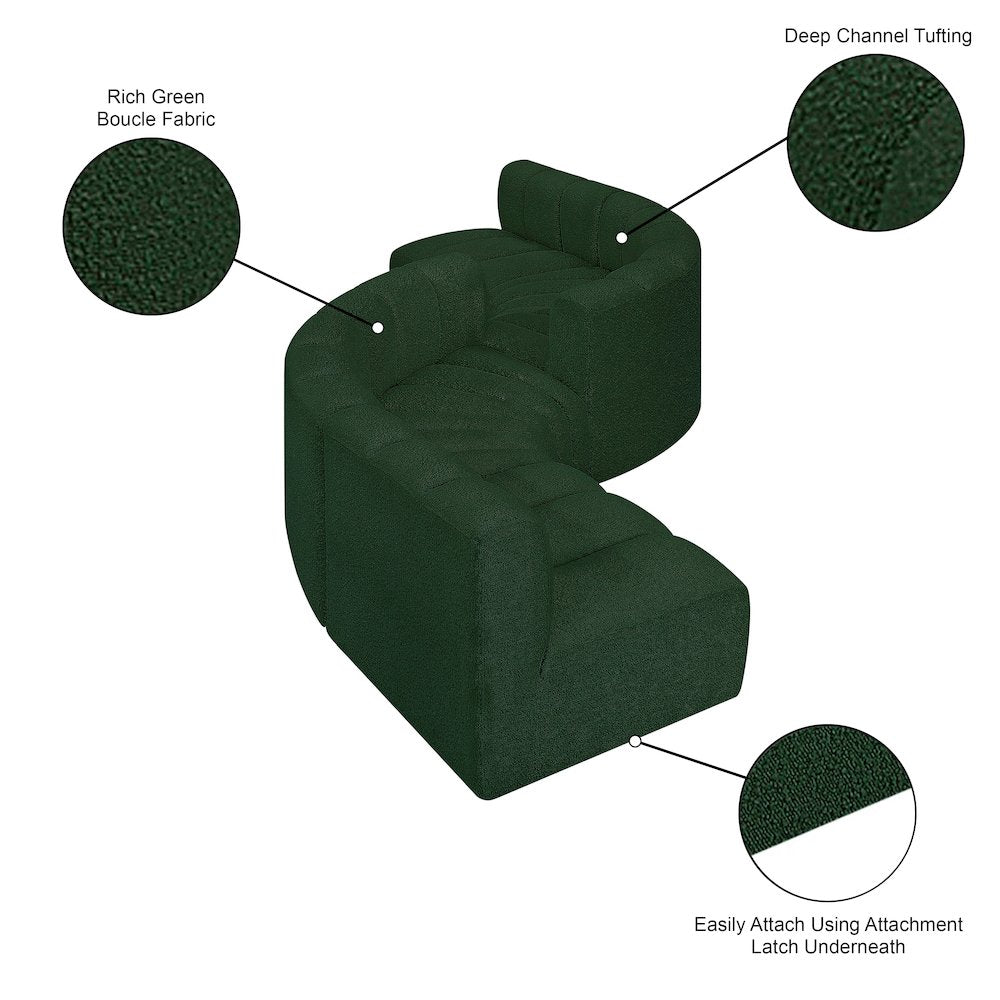 Arc Green Boucle Fabric Modular Sofa