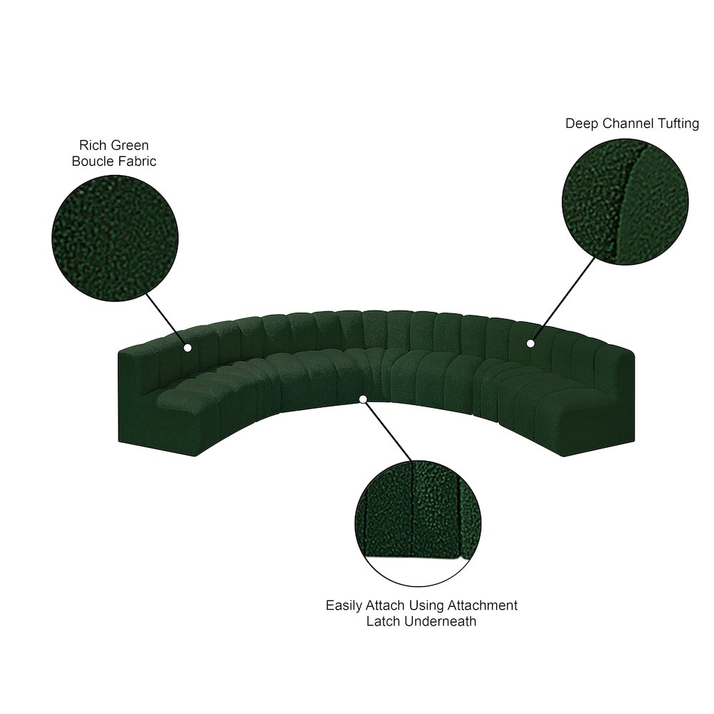 Arc Green Boucle Fabric Modular Sofa