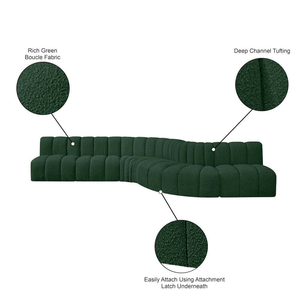 Arc Green Boucle Fabric Modular Sofa