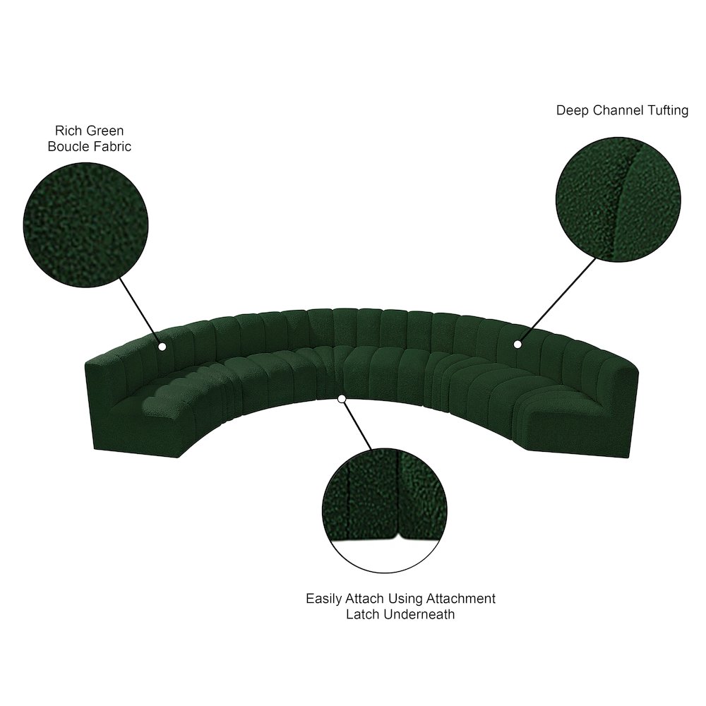 Arc Green Boucle Fabric Modular Sofa