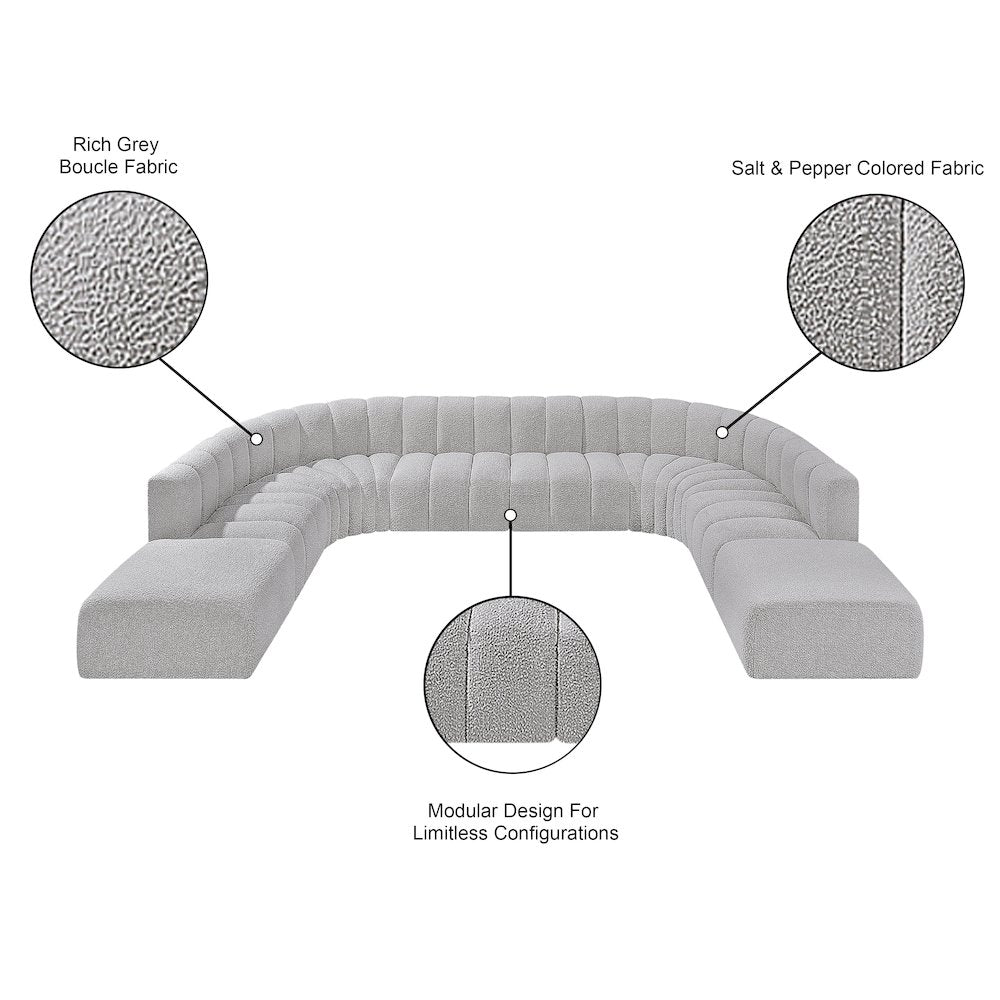 Arc Grey Boucle Fabric Modular Sofa